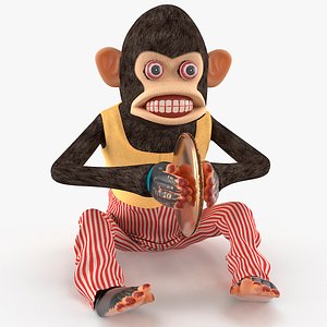 Retro Toy Monkey with Red Striped Pants Rigged for Cinema 4D