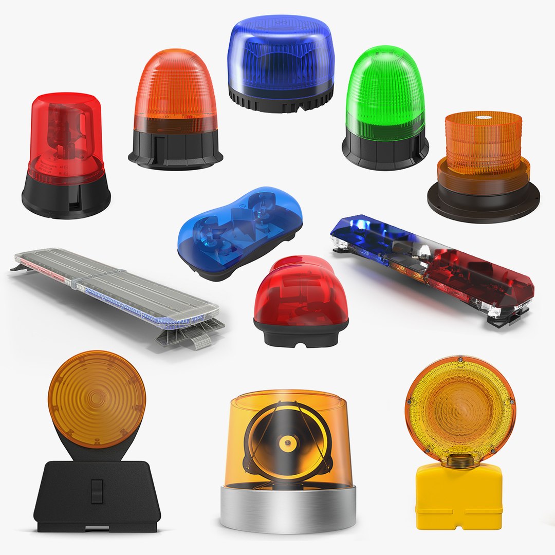 Emergency Warning Lights Collection 5 3D model preview