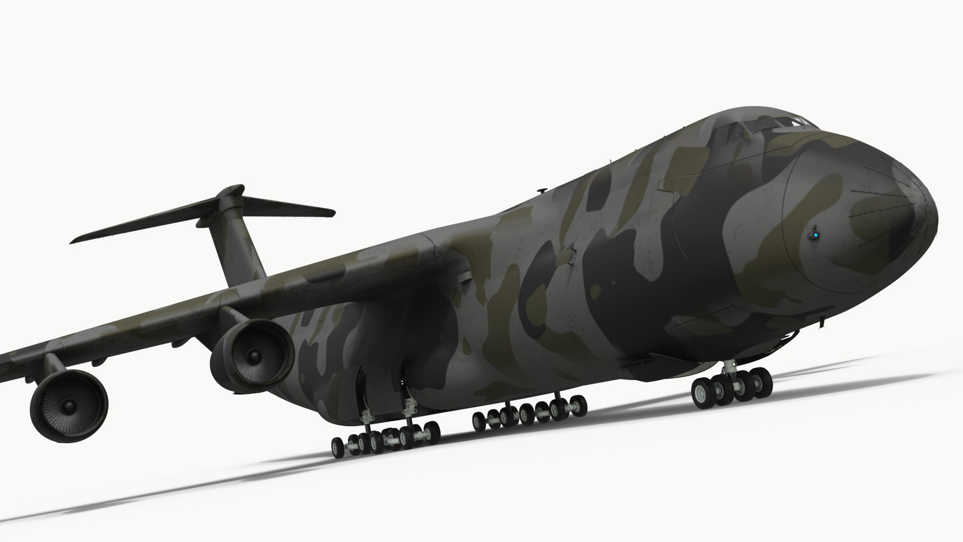 Camouflage Military Cargo Aircraft with Interior 3D model preview
