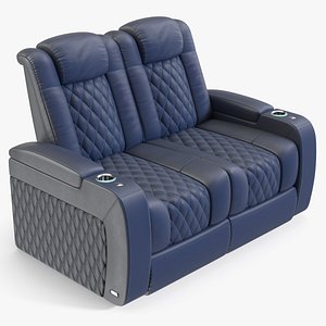 Movie Theater Paired Chair Blue 3D model