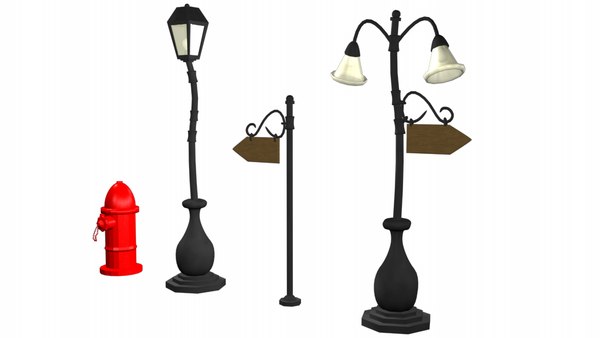  modelo 3d Lámparas de calle de dibujos animados