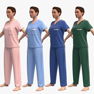 3D Medical Cloth  Female Collection 4 Colors PBR 8K model