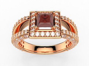 Princess Cut Split Shank HaloEngagement Ring