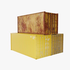 3D 20Ft Cargo Container - Yellow