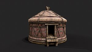Traditional Yurt Nomads Tent with Interior 2 3D model