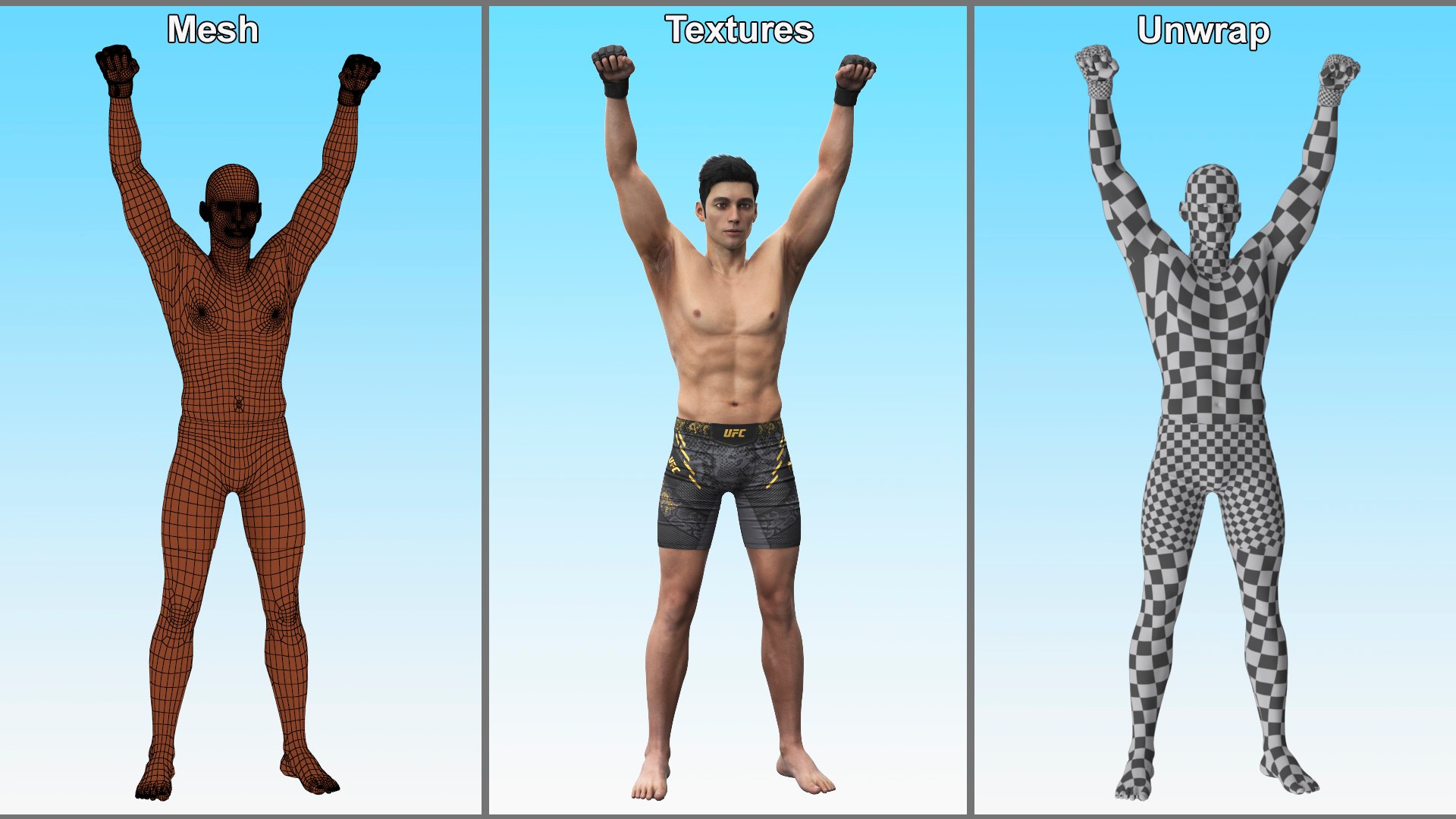 UFC MMA Fighter In Victory Pose Fur Model - TurboSquid 2334152