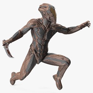 Futuristic Warrior with Sword Running Pose