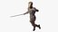 Futuristic Warrior with Sword Running Pose