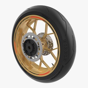Sport Motorcycle Back Wheel 3D Model