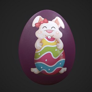 Easter Egg Bunny Burgundy 3D model