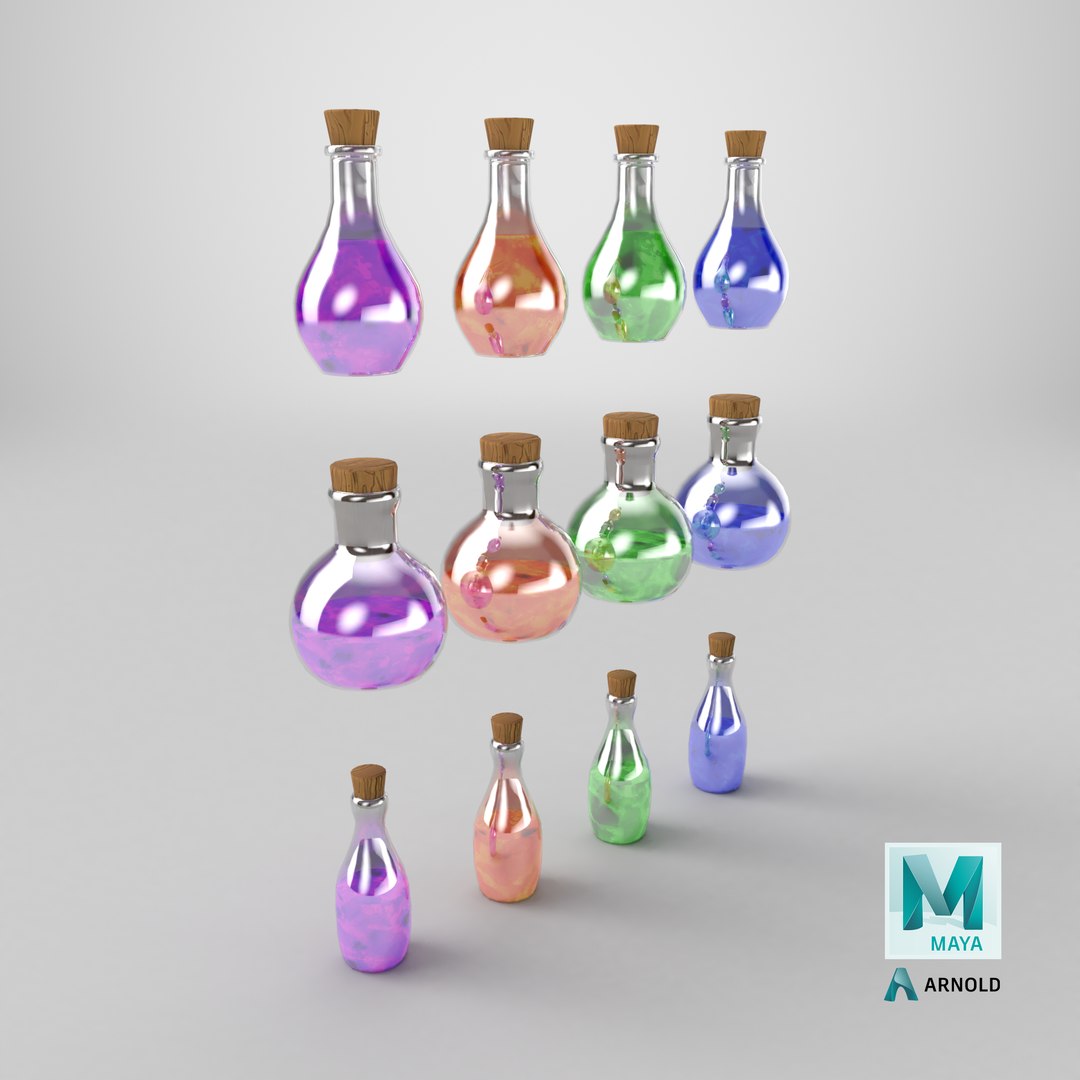 Magic Potion Bottles Pack 12 Variations 3D model https://p.turbosquid.com/ts-thumb/5K/dXk0vA/DH/stemcell_maya_arnold_render/png/1777905898/1920x1080/fit_q87/414b712f57f4a1ca2530a07c34e856784286b72b/stemcell_maya_arnold_render.jpg