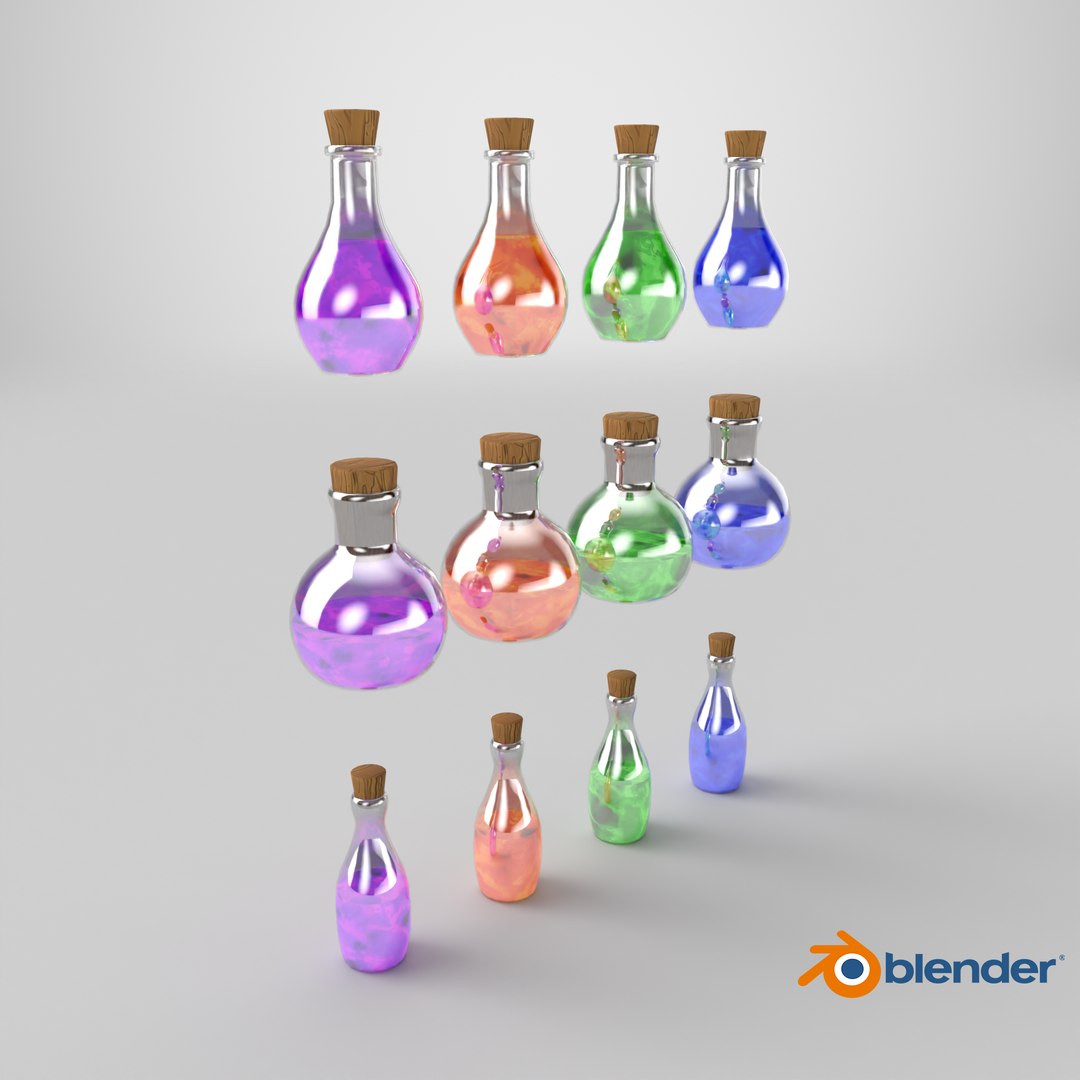 Magic Potion Bottles Pack 12 Variations 3D model https://p.turbosquid.com/ts-thumb/5K/dXk0vA/cF/stemcell_blender_cycles_render/png/1777905896/1920x1080/fit_q87/06d71cc0011ec20c96a29ad005c947a697ef26ff/stemcell_blender_cycles_render.jpg