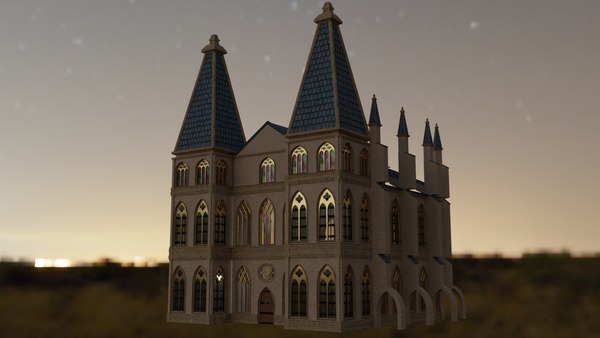 Architettura gotica medievale illuminata da lanterne stradali generate dall'intelligenza