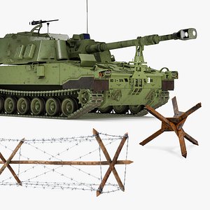 Howitzer Tank with Anti Tank Obstacles Collection