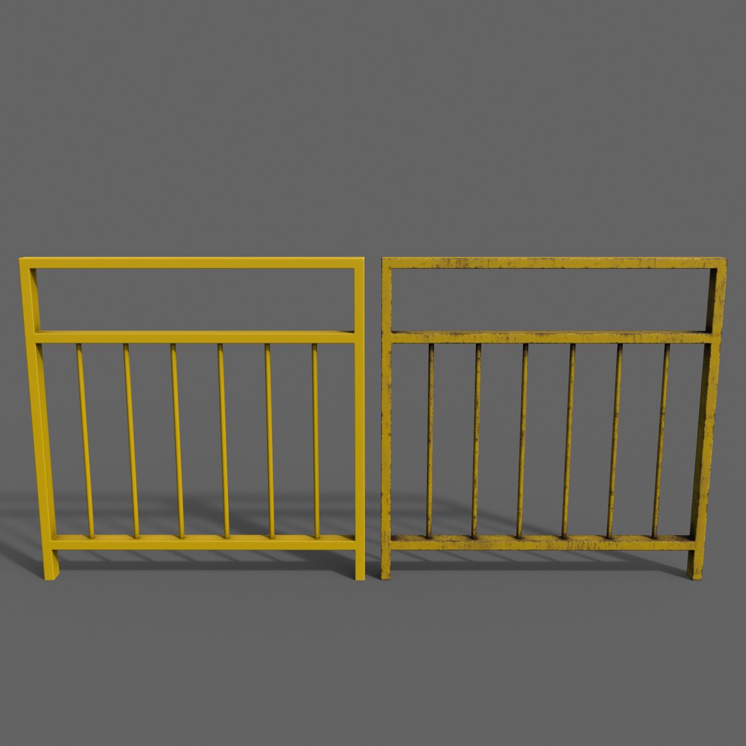 3D Model PBR Pedestrian Guard Rail Yellow V4 - TurboSquid 1867150