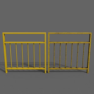 3D model PBR Pedestrian Guard Rail Yellow V4