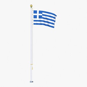 GreeceFlagStandPoleAnimated