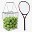 Wire Tennis Ball Hopper Basket and Racket
