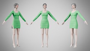 Dress 54 Bud Green 3D model