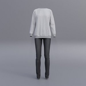 sweatshirts black denim pants 3D model