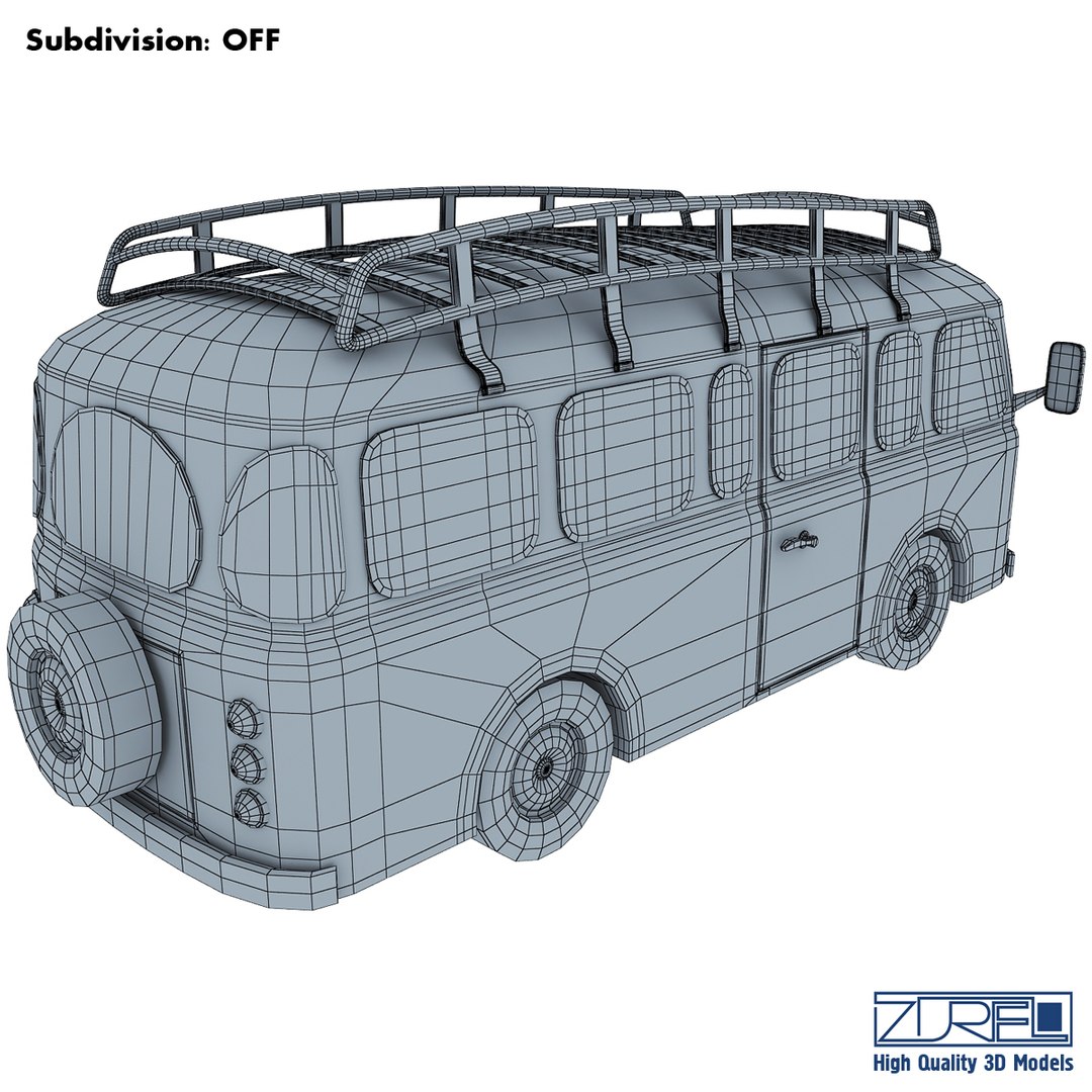 Retro Bus 3d Model