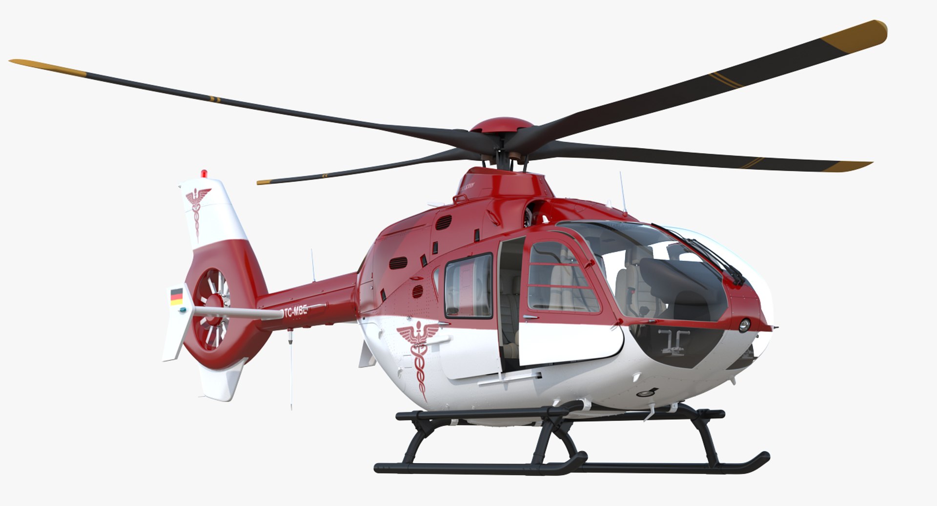 Medical Air Assistance Eurocopter EC-135 Rigged 3D Model 3D model preview
