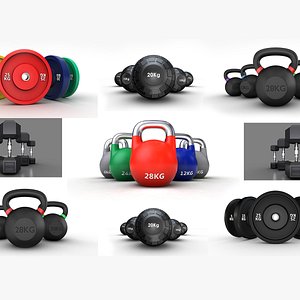 Low poly Gym weights pack of 5 model