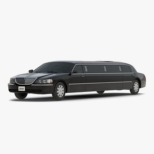 Lincoln Stretch Car Limousine Black 3D Model