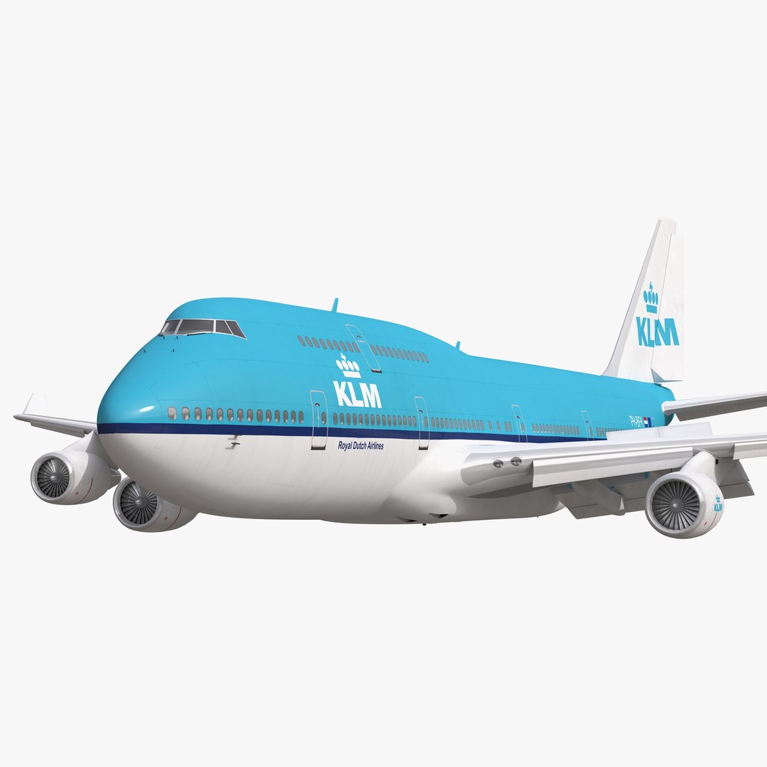 Boeing 747-400 KLM Rigged 3D Model 3D model preview