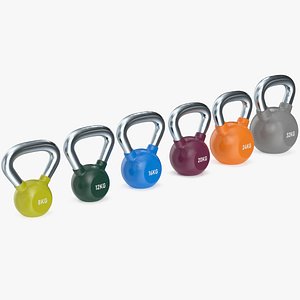 3D Vinyl Coated Kettlebell Weights Set 8-32kg