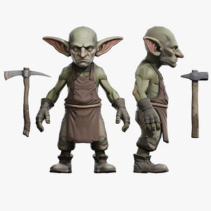 Stylized Goblin Character -  Worker low-poly 3d model