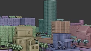 Low poly city buildings pack Low-poly 3D model 3D model