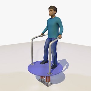 Animated 9 Year Old European Boy Playing With a Playground Revolving Spring