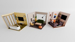 3D Model Pack of Modern Living Room Interiors