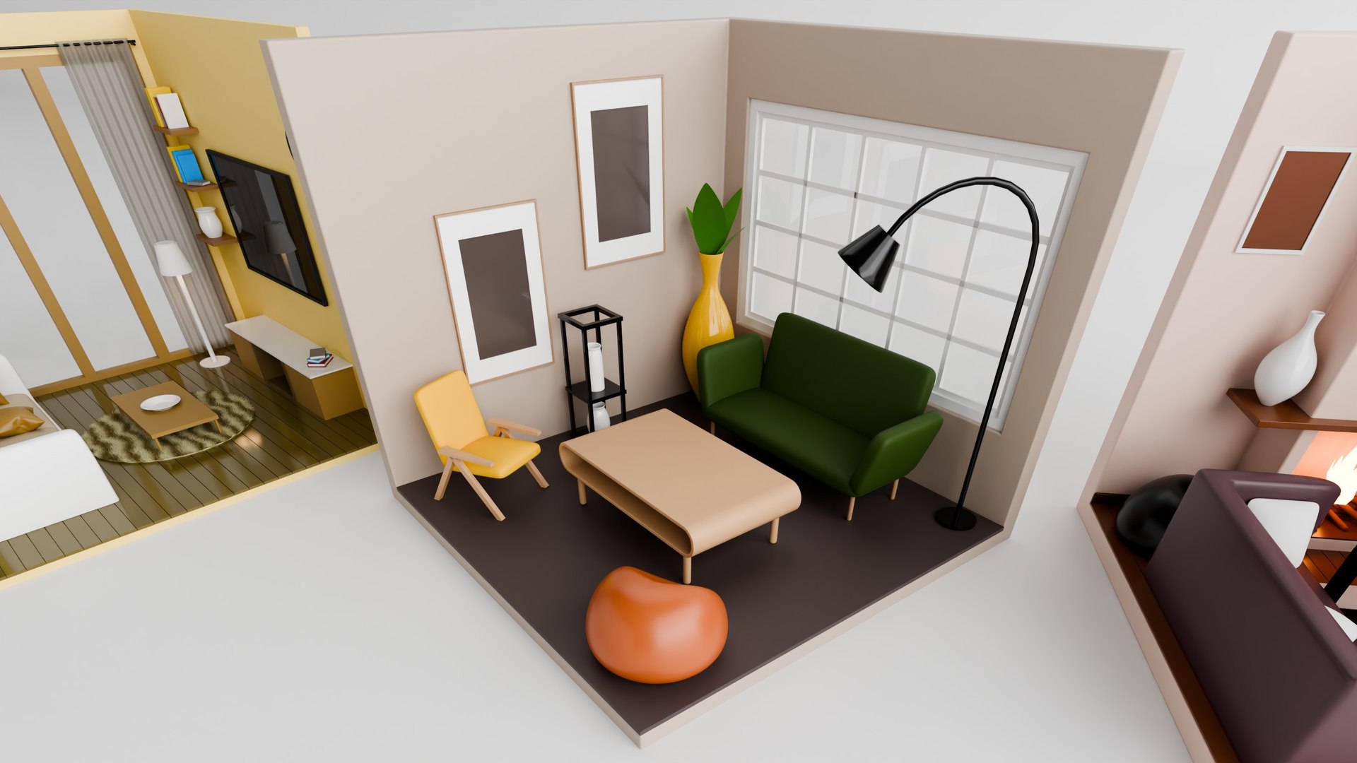 3D Model Pack Of Modern Living Room Interiors 3D Model - TurboSquid 2413790
