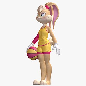 Cartoon Bunny Charatcer Basketball Player 3D