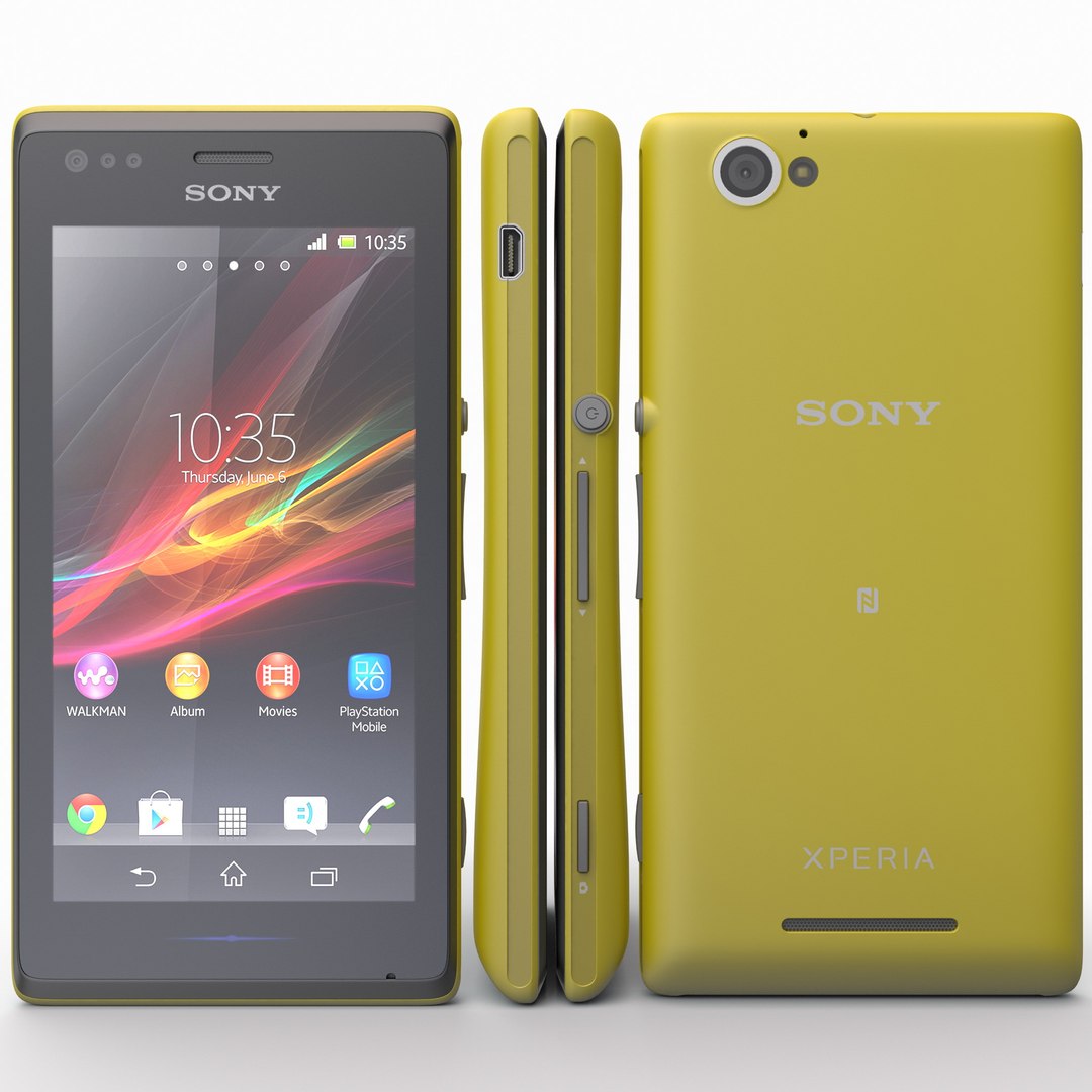 Sony Xperia M Yellow 3D model preview