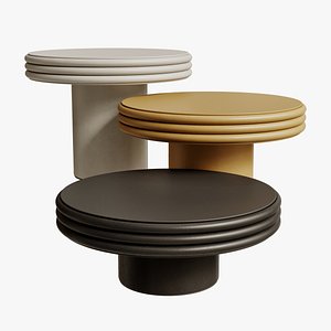 Giobagnara Scala set of three round tables with column base 3D model