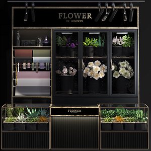 Florist- Flower Shop-refrigerated flower display-supermarketFull Scene