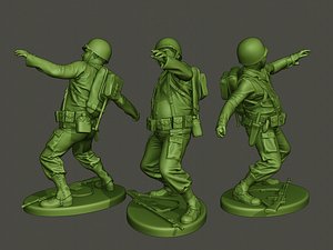 american soldier ww2 throwing 3D model