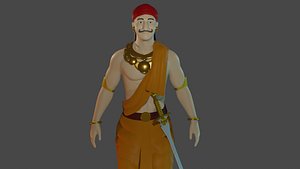 3D model India Hindu Man with sword