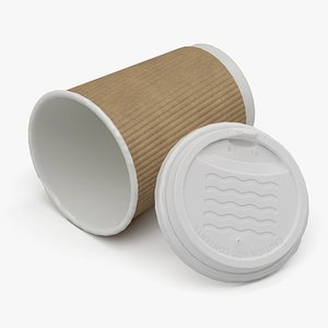 Paper Cup with Sleeve and Lid - Game Ready Low Poly 3D model