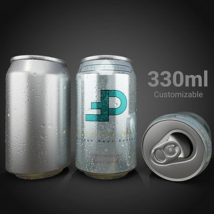 Regular 330ml Beverage Can Open and Closed Tabs with Droplets