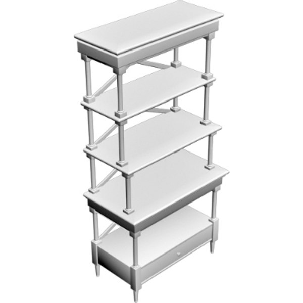3D OBJ shelf book bookshelf