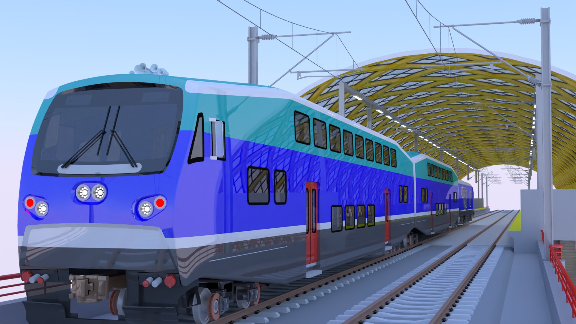 3D Elevated Station With BiLevel Train - TurboSquid 2395096
