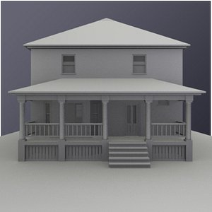 3d model traditional american square house architecture