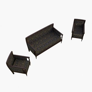 19th Sofa Armchair and Coffee Table Biedermeier Style