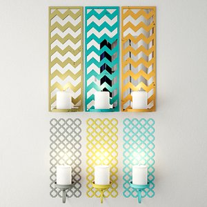 wall candleholder set 3D model
