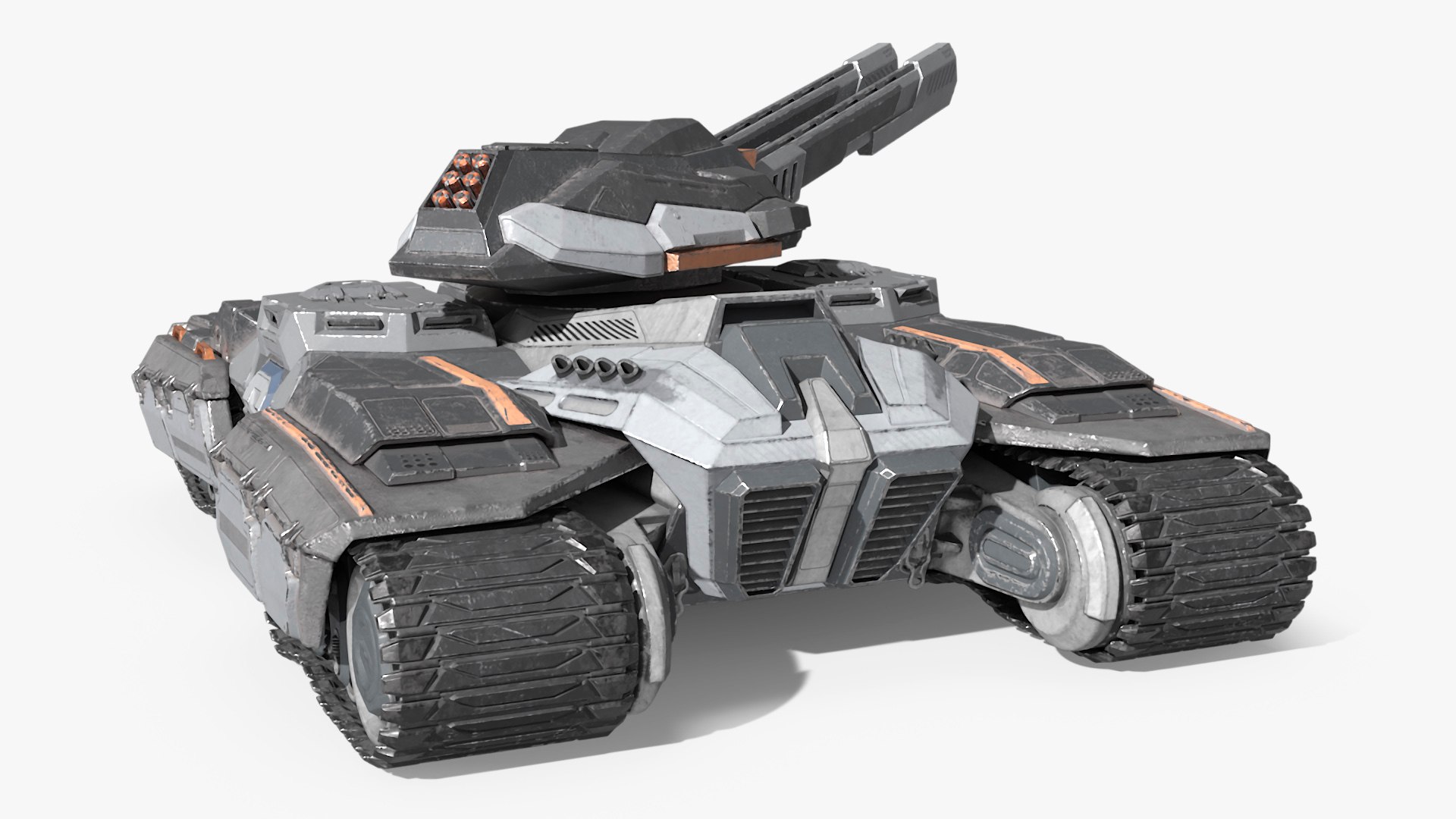 Futuristic Armored Tank Vehicle Rigged 3D model for vehicle visualization, games, animation, transport scenes, and automotive rendering