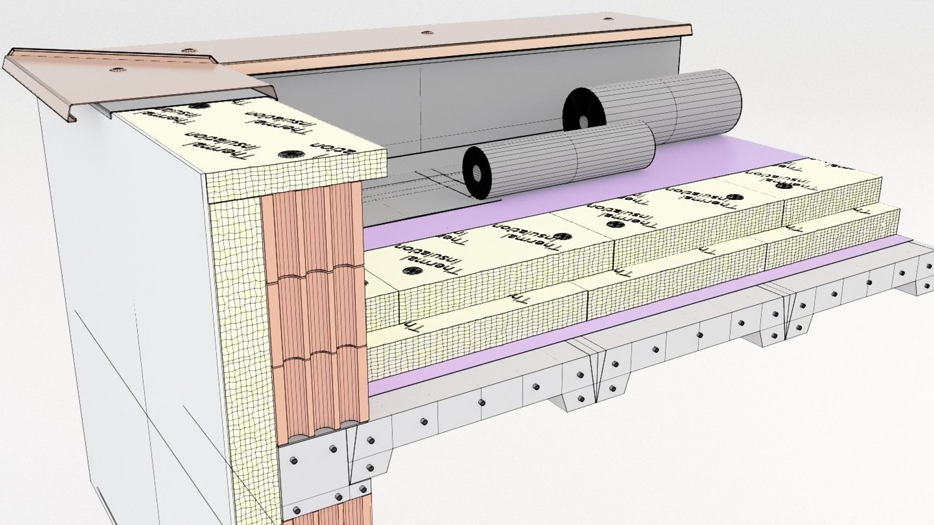 3D Thermal Insulation Concrete Roofing Model TurboSquid 1529169